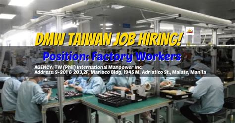 DMW: Taiwan Factory Workers under TW (Phil) International .